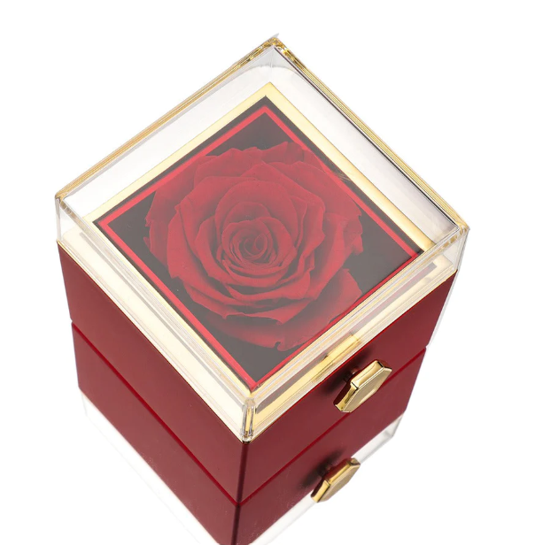 ETERNAL ROSE BOX - W/ENGRAVED NECKLACE AND REAL ROSE