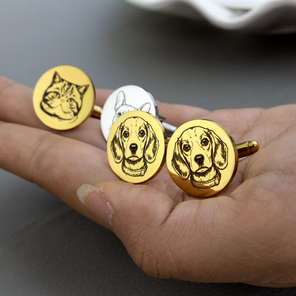 Pet Customized Cufflinks Stainless Steel Waterproof